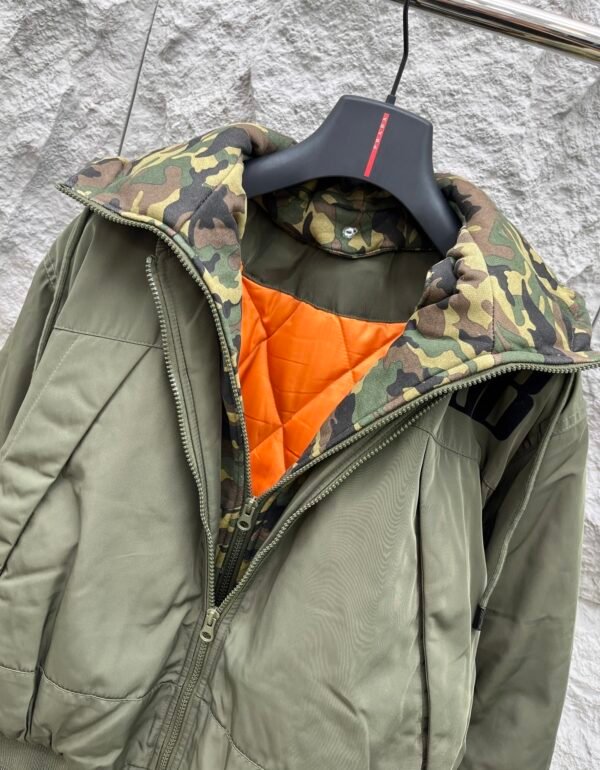 BLNCG Hooded Zip-Up Two-Layer Bomber Jacket - Olive Green