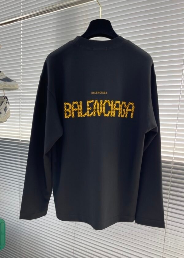 BLNCG Yellow Logo Print Long Sleeve Tee Jumper - Black