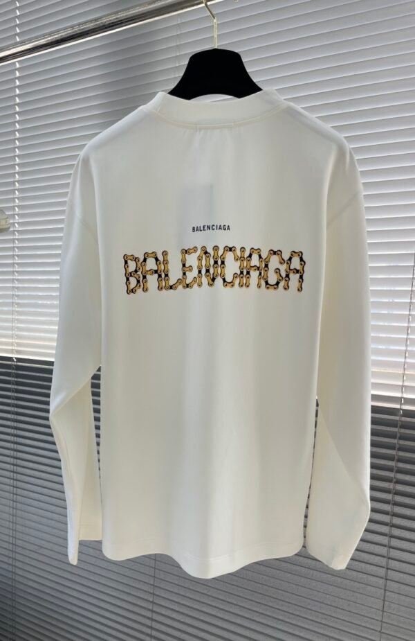 BLNCG Yellow Logo Print Long Sleeve Tee Jumper – White
