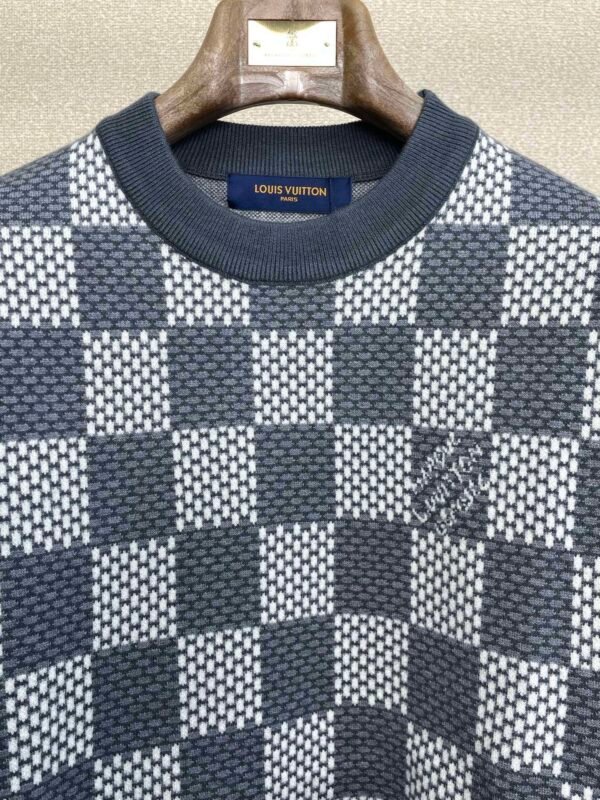 LVE Check Pattern Knit Jumper - Blue Grey