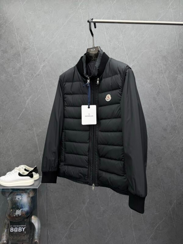 83127edb MNCLR Ribbed-Collar Quilted Black Jacket
