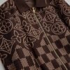 LVE Damier Panel Monogram Zip Knit Jacket – Brown