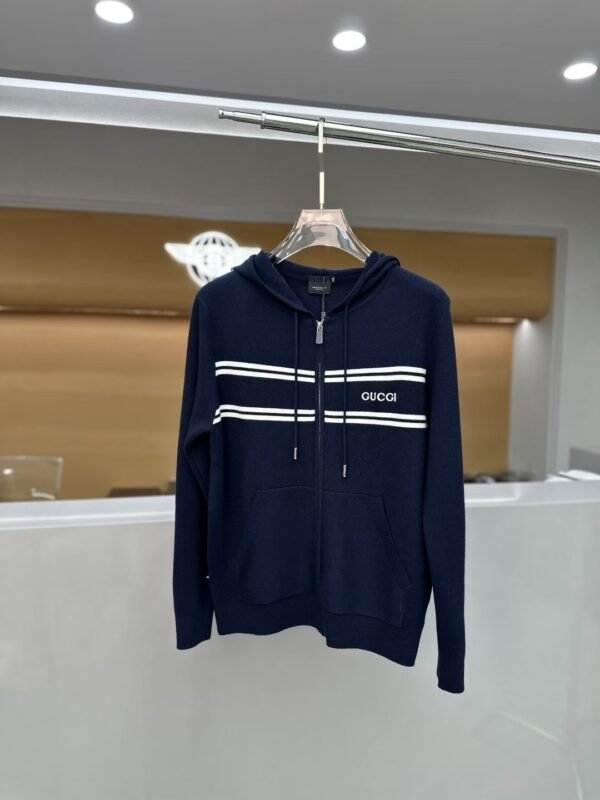 84b18d40 GCCI Stripe Zip-Up Hooded Jumper
