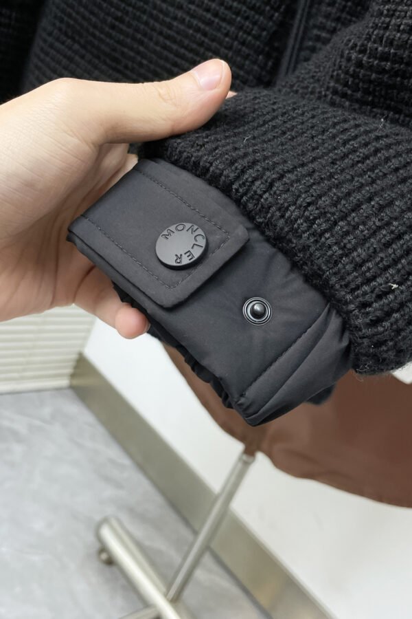 MNCLR Textured Knit Panel Hooded Jacket - Black