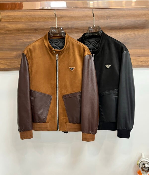 PRDA Contrast Panel Jacket with Logo Patch - Dark Brown