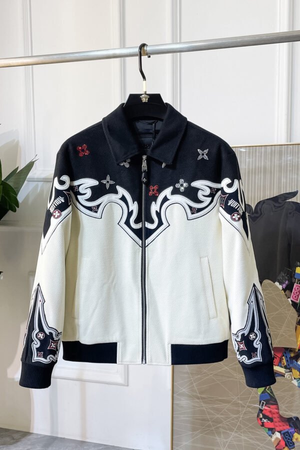 LVE Zip-Up Jacket With Contrast Panel - Black & Ivory