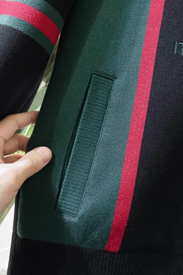 GCCI Contrast Stripe Zip Jacket - Black