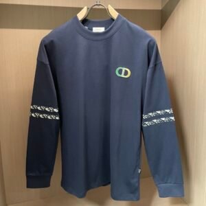 CD Crew Neck Jumper with Embroidered Chest Logo - Navy Blue
