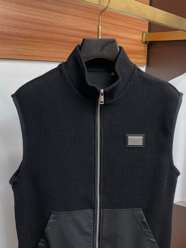 DG Ribbed Knit Zip Gilet - Black