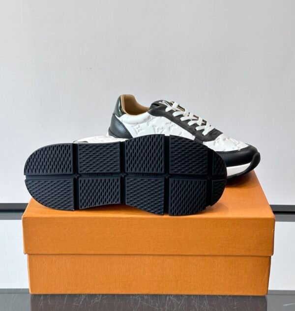 LVE Classic Trainers - White Monogram Canvas & Black Leather Trim