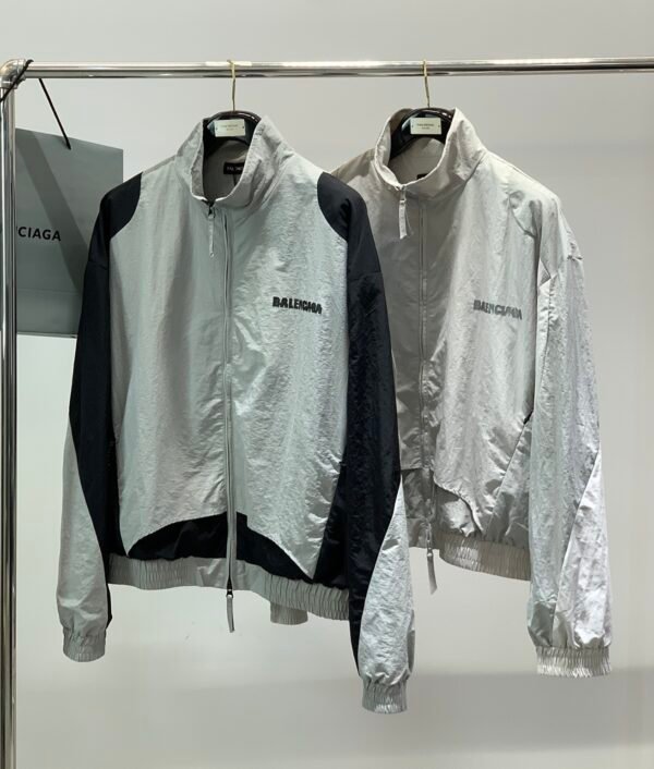 9 BLNCG Zip-Up Windbreaker Jacket - White Black