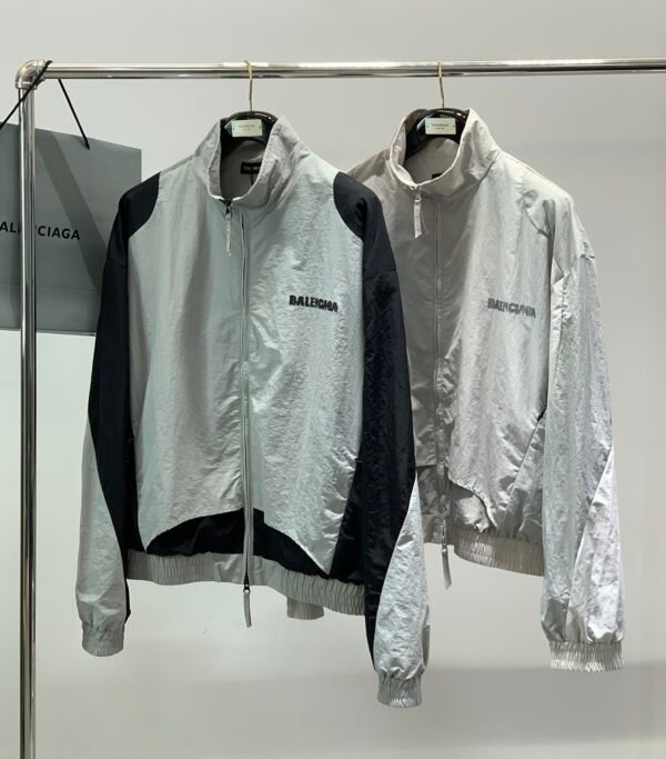 BLNCG Zip-Up Windbreaker Jacket - White Grey