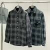 BLNCG Checkered Pattern Flannel Shirt Jacket - Blue Plaid