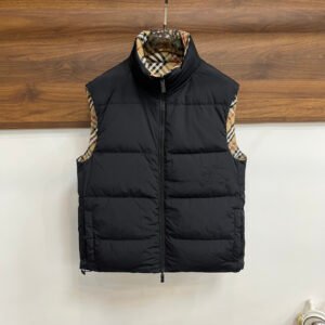 BRBY Puffer Gilet with check lining - Black