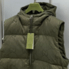 GCCI Monogram Hooded Puffer Gilet – Olive
