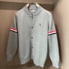 MNCLR Knitted Button Jacket with Stripe Sleeve - Grey