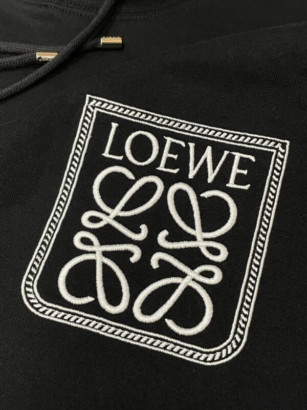 LWE Hooded Jumper with Embroidered Motif - Black