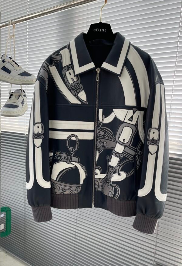 HRMS Contrast  Panel Zip Jacket -Black/White