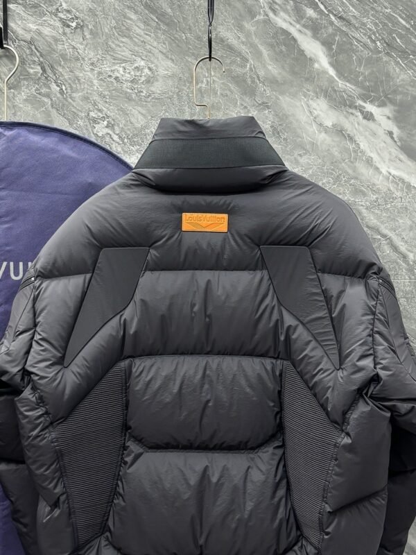 LVE Quilted Puffer Jacket with Structured Panel Design - Black