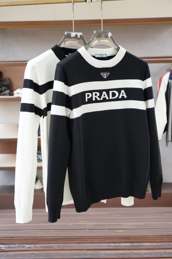 PRDA Crew Neck Jumper with Contrast Stripe Detail - Black