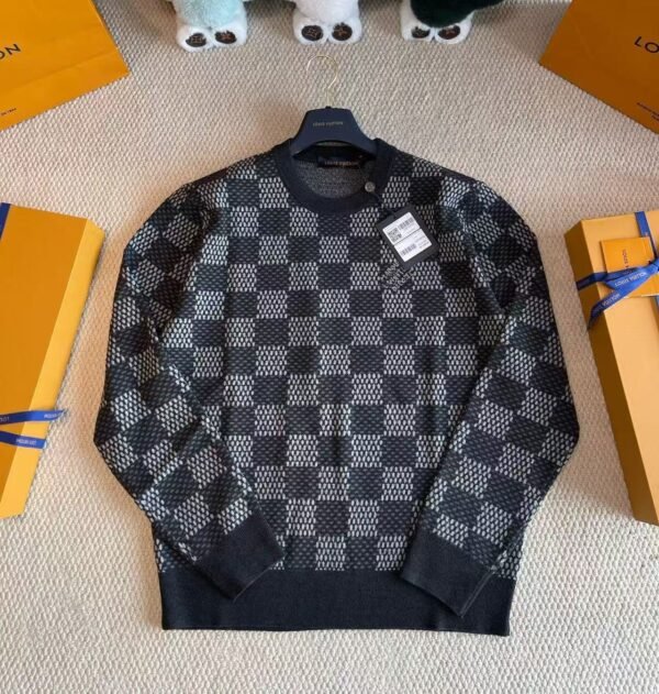 LVE Check Pattern Knit Jumper – Black Grey