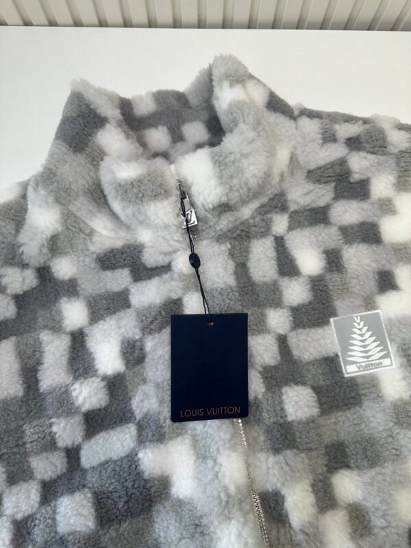 LVE Patterned Zip-Up Fleece Jacket – Grey