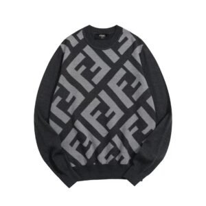 FND All-Over Geometric Knit Jumper – Charcoal Grey