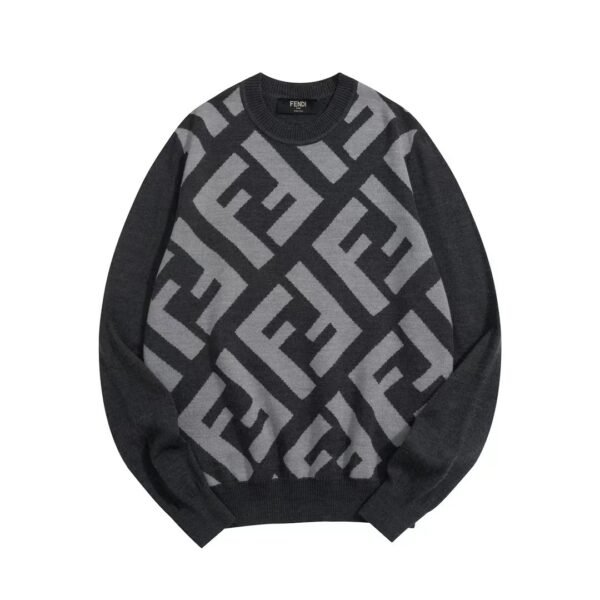 FND All-Over Geometric Knit Jumper – Charcoal Grey