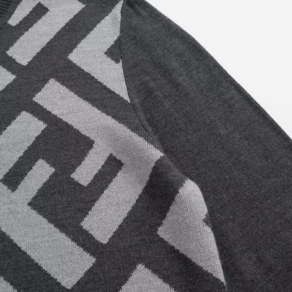 FND All-Over Geometric Knit Jumper – Charcoal Grey