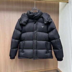 PRDA Quilted Hooded Puffer Jacket – Black