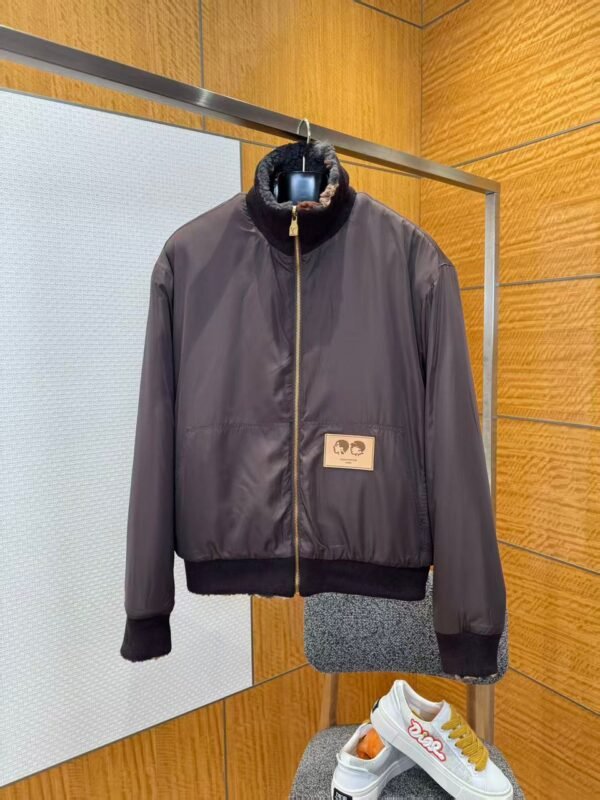 LVE Reversible Fleece Jacket – Brown & Charcoal Mix