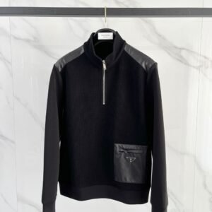 PRDA Black Hybrid Knit Jumper with Patch Pocket
