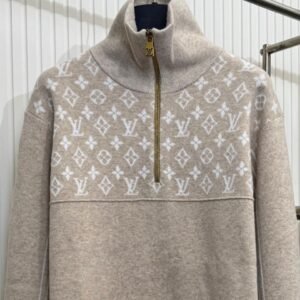 LVE Beige Monogram Half-Zip Jumper