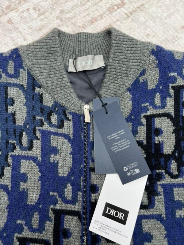 CD Monogram Zip Jacket – Grey & Blue Knit