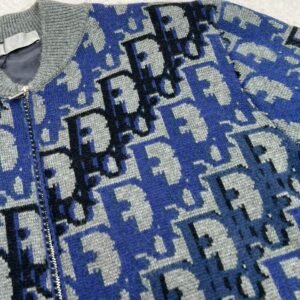 CD Monogram Zip Jacket – Grey & Blue Knit