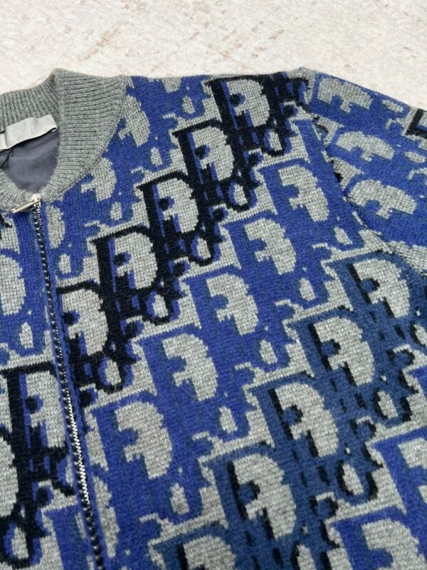 CD Monogram Zip Jacket – Grey & Blue Knit