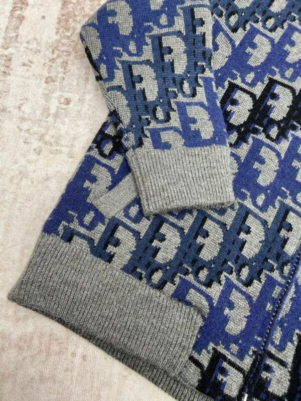 CD Monogram Zip Jacket – Grey & Blue Knit