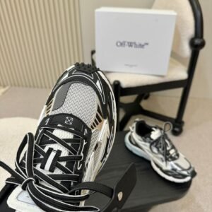 AMR Chunky Sole Mesh Suede & Leather Trainers - Black & White