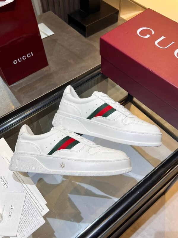 GCCI White Stripe Low-Top Trainers