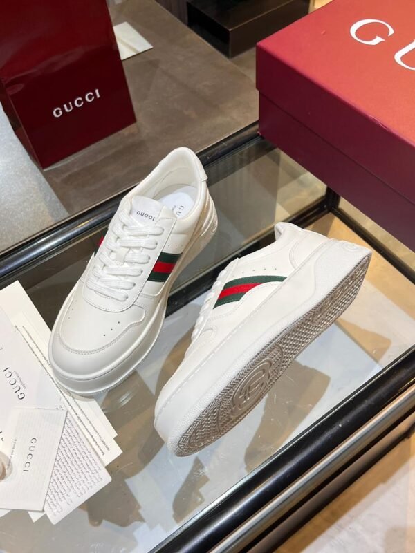 GCCI White Stripe Low-Top Trainers