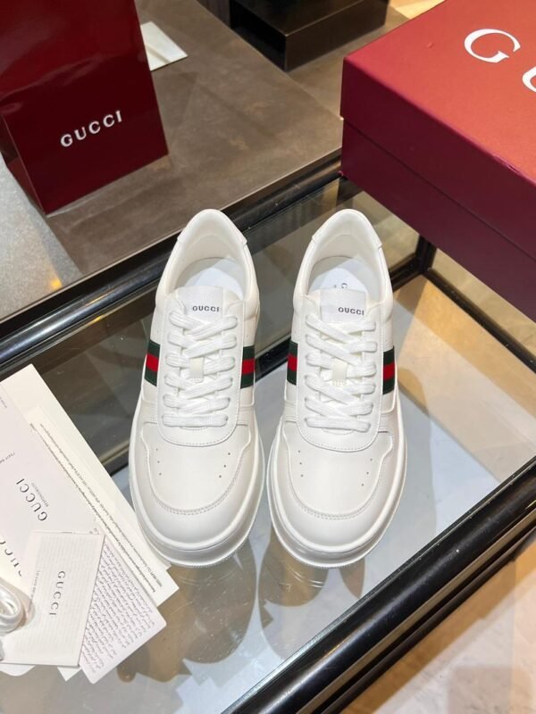 GCCI White Stripe Low-Top Trainers