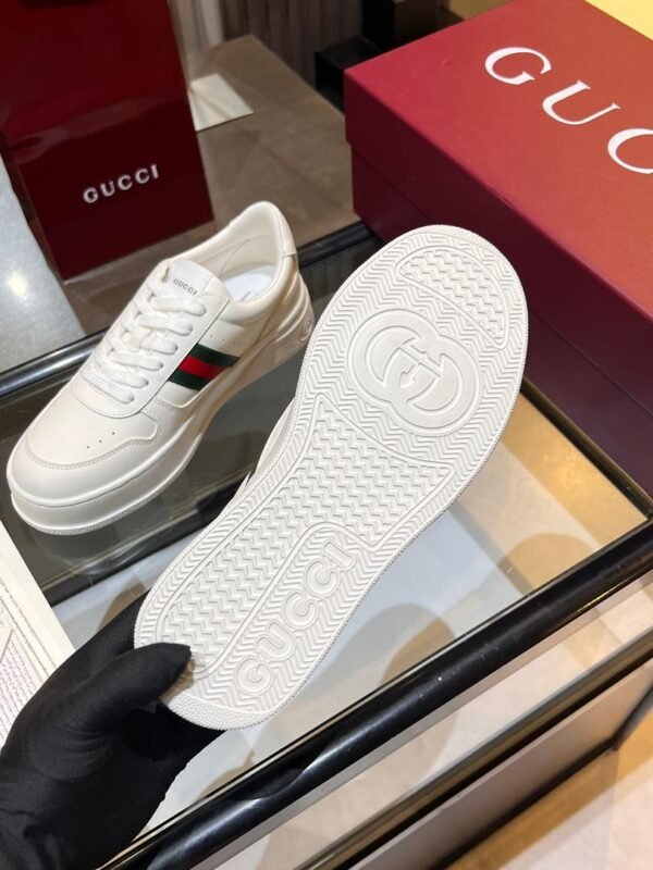 GCCI White Stripe Low-Top Trainers