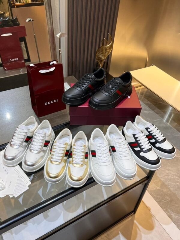 GCCI White Stripe Low-Top Trainers