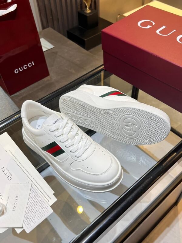 GCCI White Stripe Low-Top Trainers