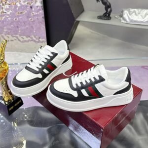 GCCI Black White Stripe Low-Top Trainers