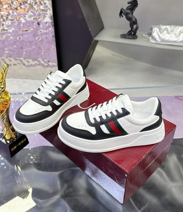 GCCI Black White Stripe Low-Top Trainers
