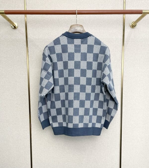 LVE Check Pattern Knit Jumper - Blue Grey