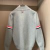 MNCLR Knitted Button Jacket with Stripe Sleeve - Grey