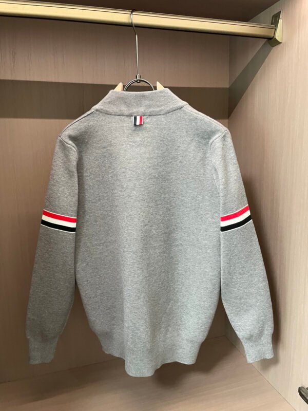 MNCLR Knitted Button Jacket with Stripe Sleeve - Grey