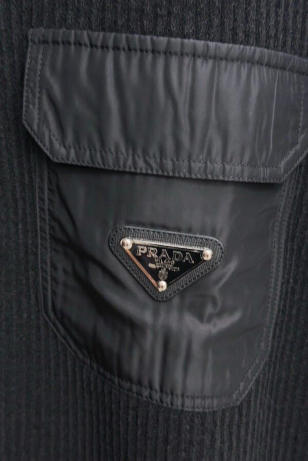 PRDA Button-Neck Jumper with Chest Pocket - Black